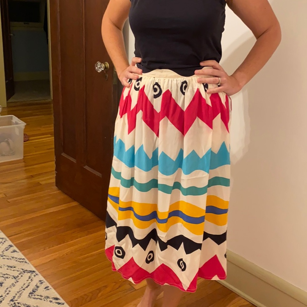Colorful vintage skirt with geometric patterns